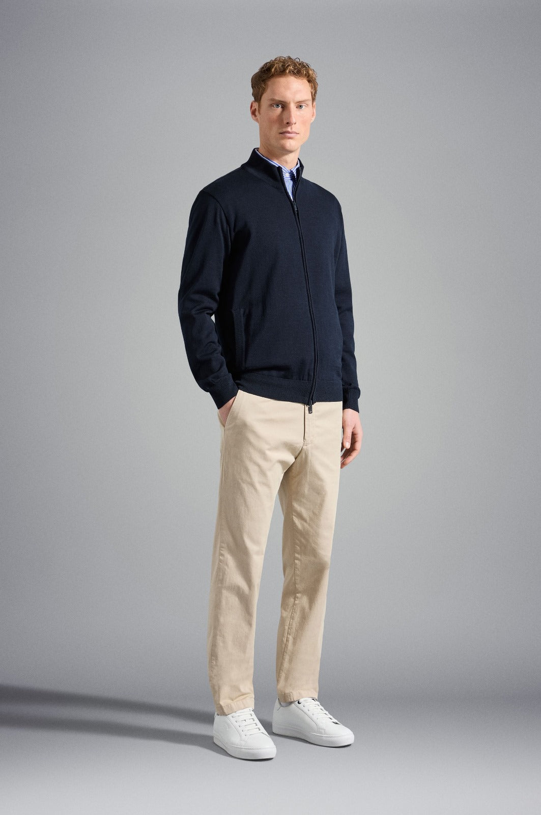 Paul & Shark Wool Cardigan with Double-Slider Zip - Navy